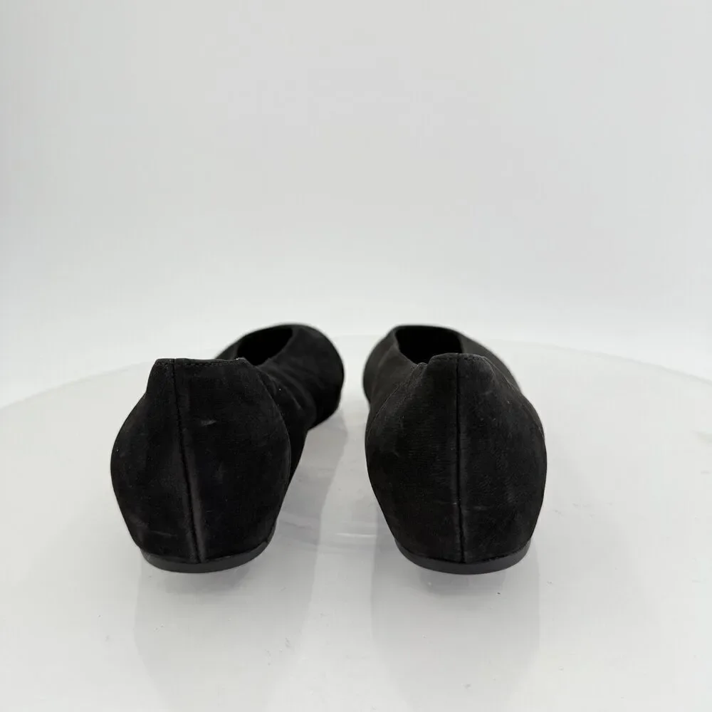 Eileen Fisher Womens Una Hidden Wedge Ballet Flats Sz 6.5 Black Suede Round Toe